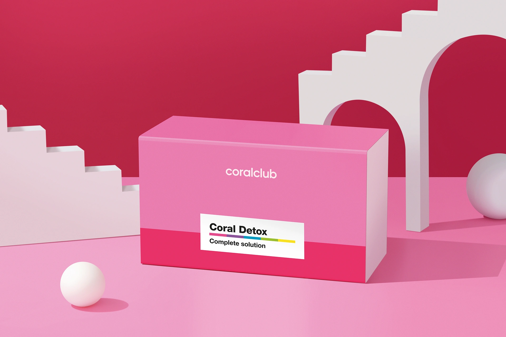 Emballage du complexe Coral Detox sur un fond de couleur contrastée